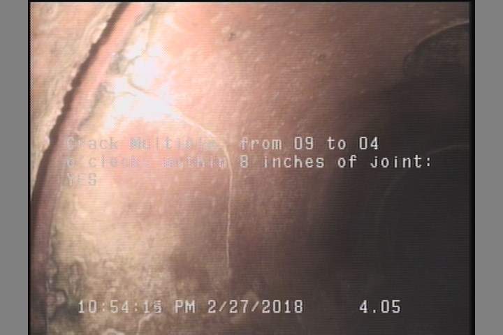 Crack Multiple, from 09 to 04 o'clock, within 8 inches of joint: YES