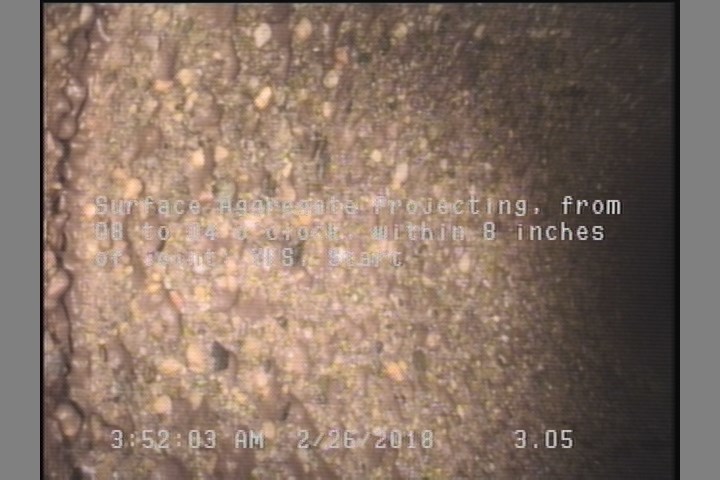 Surface Aggregate Projecting, from 08 to 04 o'clock, within 8 inches of joint: YES, Start