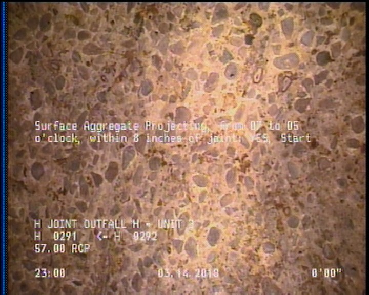 Surface Aggregate Projecting, from 07 to 05 o'clock, within 8 inches of joint: YES, Start