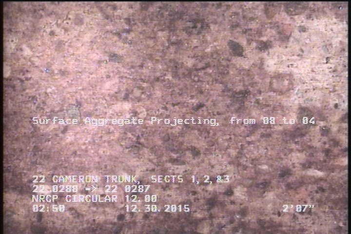 Surface Aggregate Projecting, from 08 to 04 o'clock, within 8 inches of joint: YES, Start