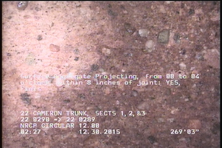 Surface Aggregate Projecting, from 08 to 04 o'clock, within 8 inches of joint: YES, Finish