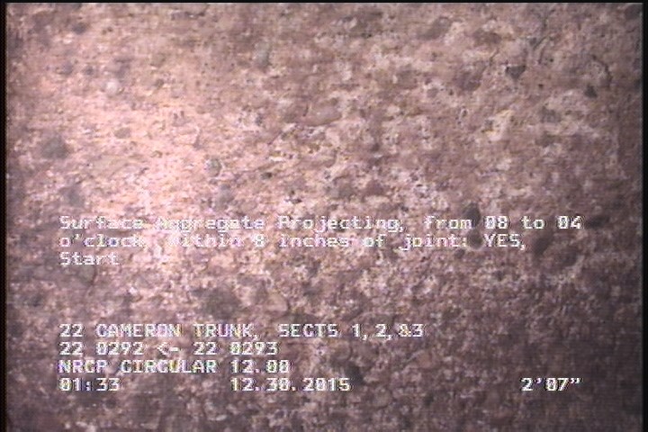 Surface Aggregate Projecting, from 08 to 04 o'clock, within 8 inches of joint: YES, Start