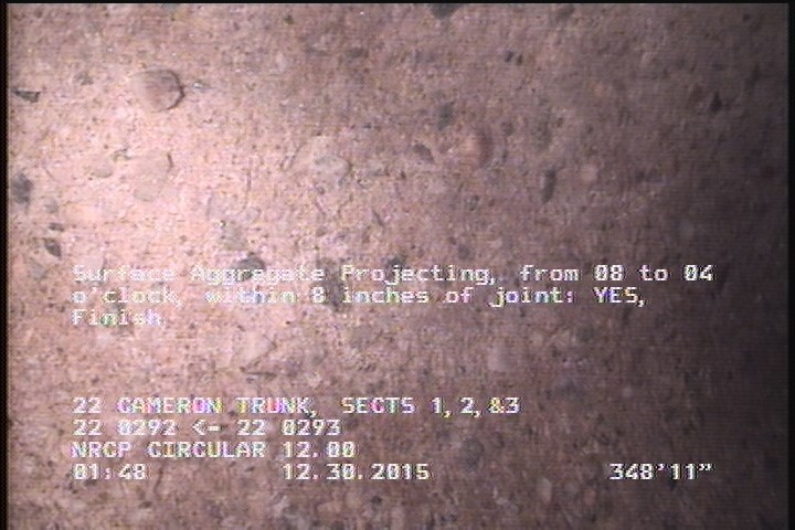 Surface Aggregate Projecting, from 08 to 04 o'clock, within 8 inches of joint: YES, Finish