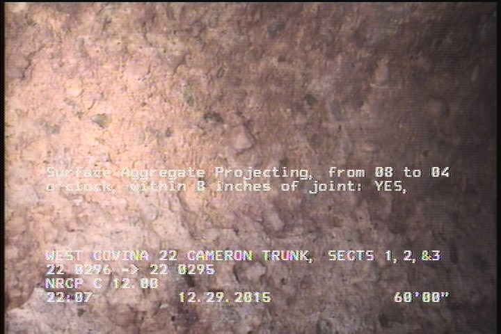 Surface Aggregate Projecting, from 08 to 04 o'clock, within 8 inches of joint: YES, Start