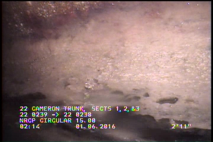 Deposits Attached Grease, 5 %of cross sectional area, from 04 to 08 o'clock, , within 8 inches of joint: YES, Start