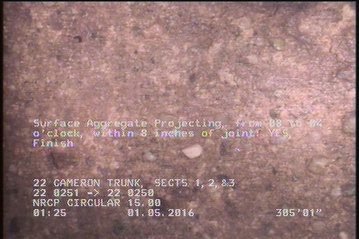 Surface Aggregate Projecting, from 08 to 04 o'clock, within 8 inches of joint: YES, Finish