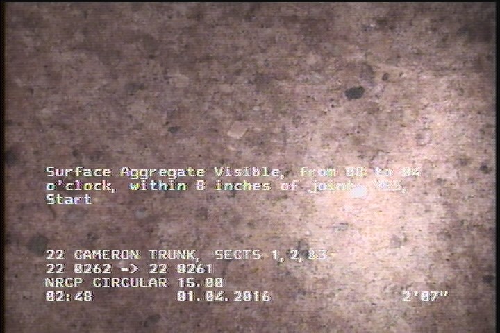 Surface Aggregate Visible, from 08 to 04 o'clock, within 8 inches of joint: YES, Start
