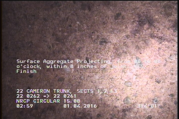 Surface Aggregate Projecting, from 08 to 04 o'clock, within 8 inches of joint: YES, Finish
