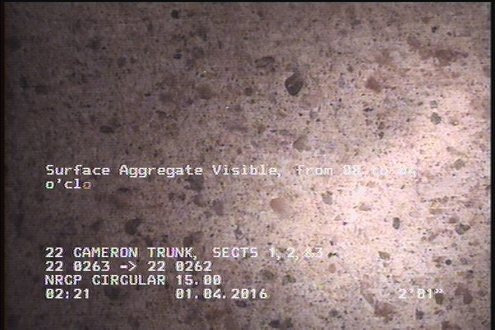 Surface Aggregate Visible, from 08 to 04 o'clock, within 8 inches of joint: YES, Start