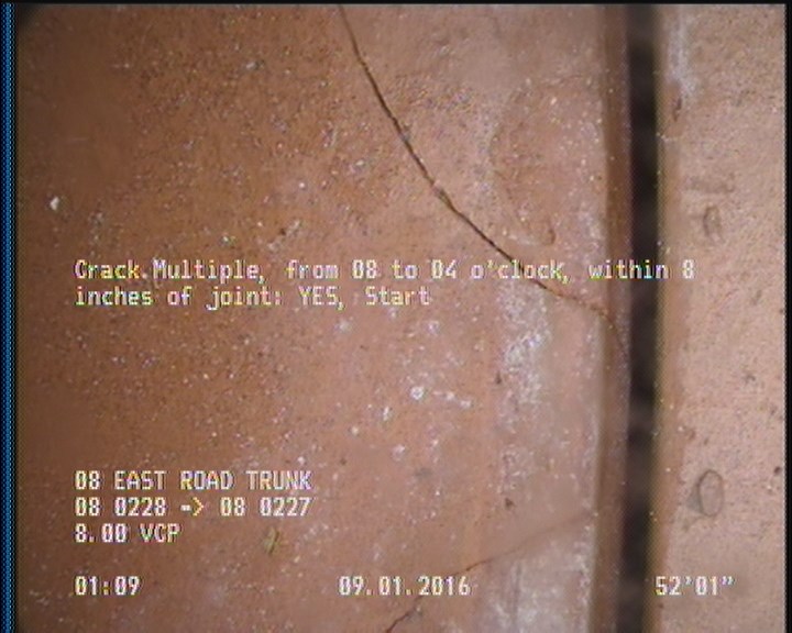 Crack Multiple, from 08 to 04 o'clock, within 8 inches of joint: YES, Start