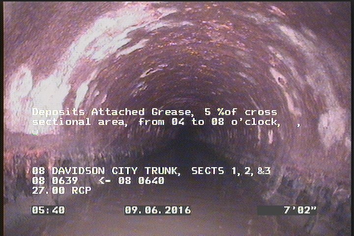 Deposits Attached Grease, 5 %of cross sectional area, from 04 to 08 o'clock, , within 8 inches of joint: YES, Start