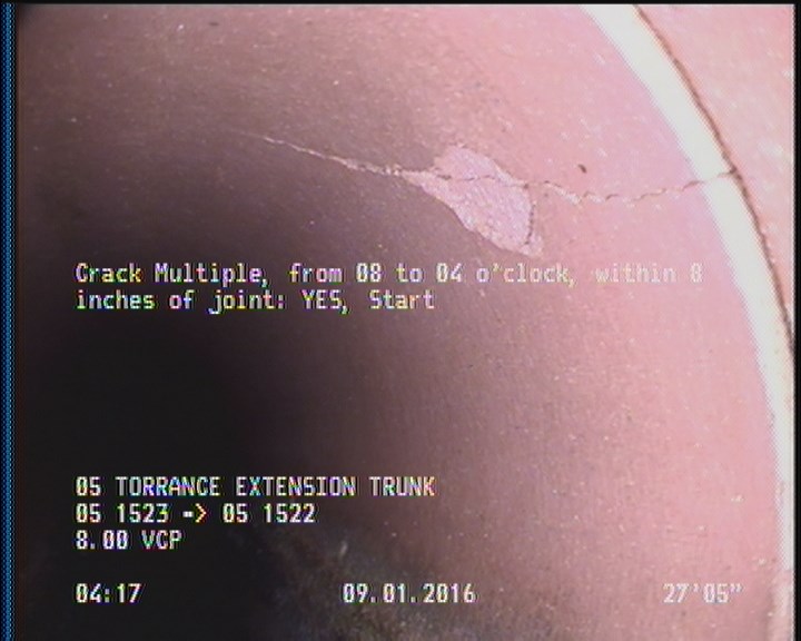 Crack Multiple, from 08 to 04 o'clock, within 8 inches of joint: YES, Start