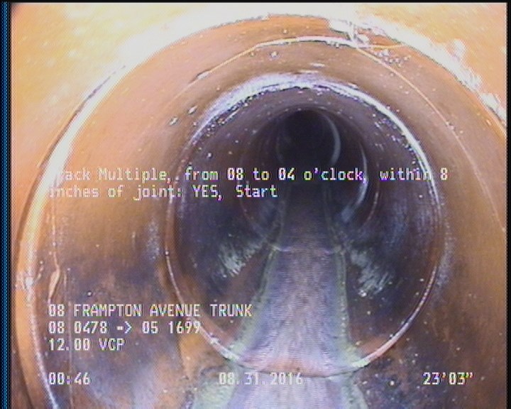 Crack Multiple, from 08 to 04 o'clock, within 8 inches of joint: YES, Start