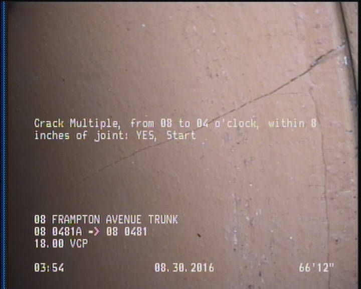 Crack Multiple, from 08 to 04 o'clock, within 8 inches of joint: YES, Start