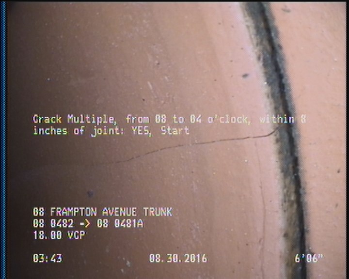 Crack Multiple, from 08 to 04 o'clock, within 8 inches of joint: YES