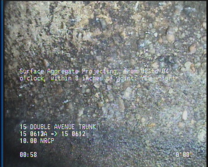 Surface Aggregate Projecting, from 08 to 04 o'clock, within 8 inches of joint: YES, Start