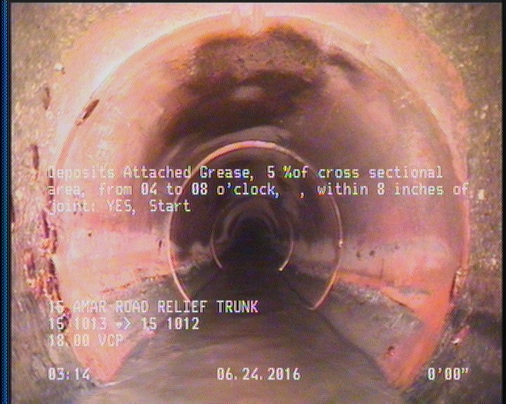 Deposits Attached Grease, 5 %of cross sectional area, from 04 to 08 o'clock, , within 8 inches of joint: YES, Start