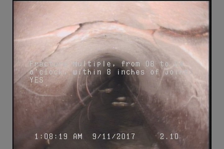 Fracture Multiple, from 08 to 04 o'clock, within 8 inches of joint: YES