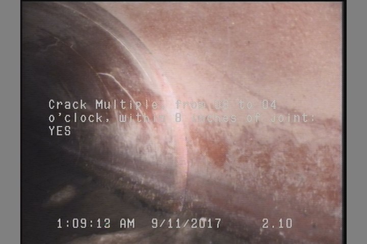 Crack Multiple, from 08 to 04 o'clock, within 8 inches of joint: YES