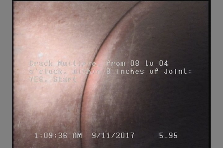 Crack Multiple, from 08 to 04 o'clock, within 8 inches of joint: YES, Start
