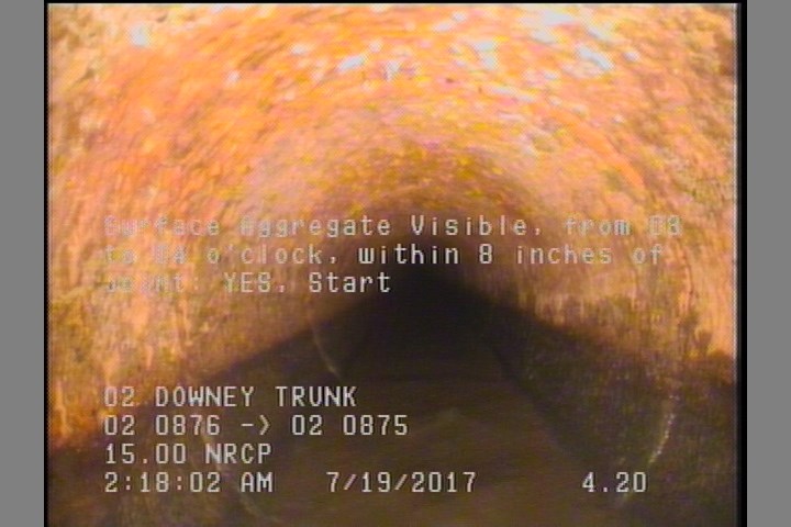 Surface Aggregate Visible, from 08 to 04 o'clock, within 8 inches of joint: YES, Start