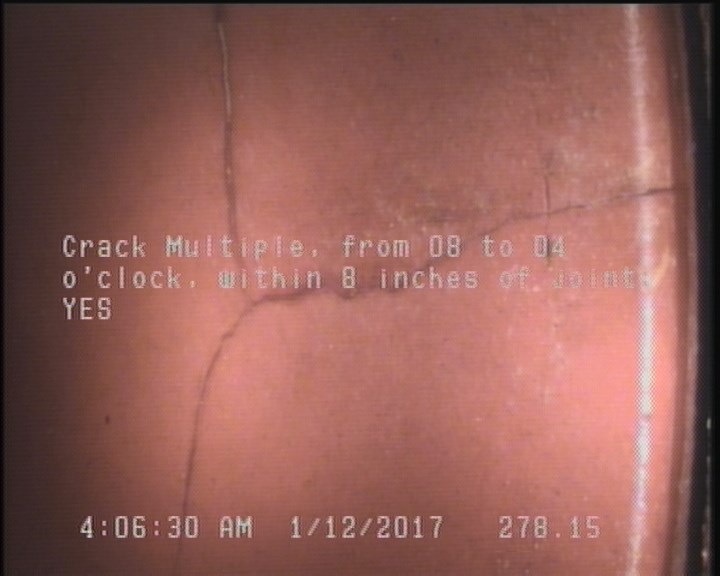 Crack Multiple, from 08 to 04 o'clock, within 8 inches of joint: YES