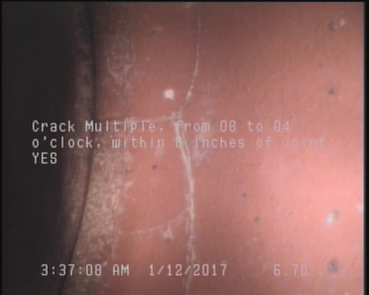 Crack Multiple, from 08 to 04 o'clock, within 8 inches of joint: YES