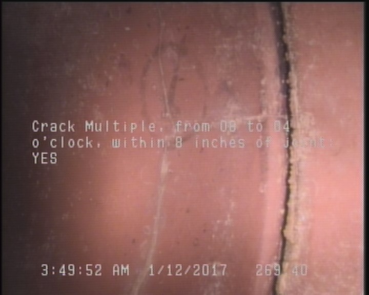 Crack Multiple, from 08 to 04 o'clock, within 8 inches of joint: YES
