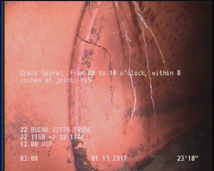 Crack Spiral, from 08 to 10 o'clock, within 8 inches of joint: YES