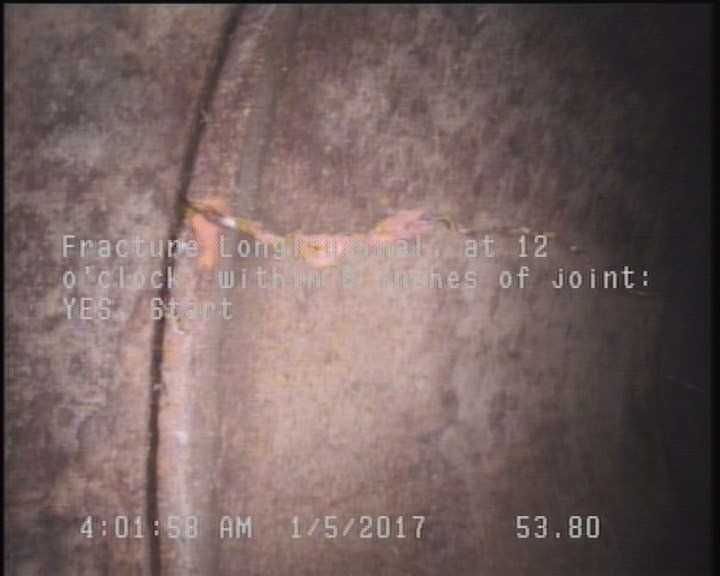 Fracture Longitudinal, at 12 o'clock, within 8 inches of joint: YES, Start