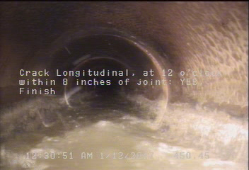 Crack Longitudinal, at 12 o'clock, within 8 inches of joint: YES, Finish