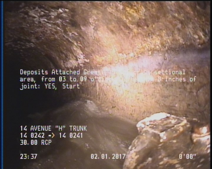 Deposits Attached Grease, 5 %of cross sectional area, from 03 to 09 o'clock, , within 8 inches of joint: YES, Start