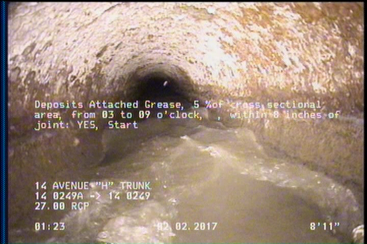 Deposits Attached Grease, 5 %of cross sectional area, from 03 to 09 o'clock, , within 8 inches of joint: YES, Start