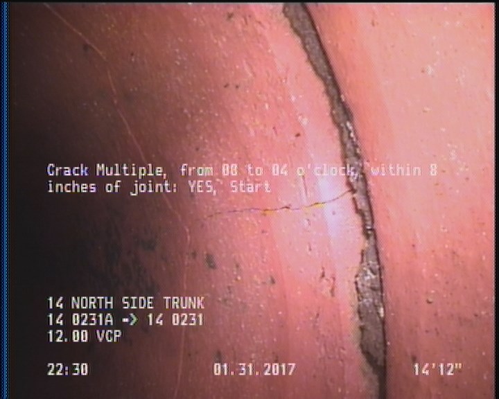Crack Multiple, from 08 to 04 o'clock, within 8 inches of joint: YES, Start