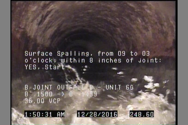 Surface Spalling, from 09 to 03 o'clock, within 8 inches of joint: YES, Start
