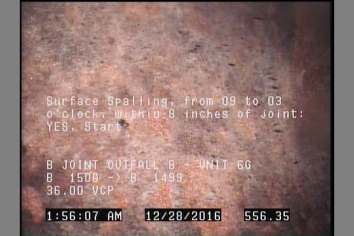 Surface Spalling, from 09 to 03 o'clock, within 8 inches of joint: YES, Start