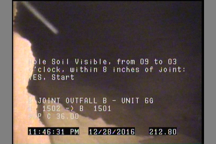Hole Soil Visible, from 09 to 03 o'clock, within 8 inches of joint: YES, Start