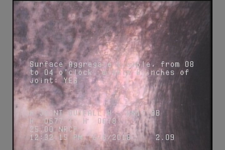 Surface Aggregate Visible, from 08 to 04 o'clock, within 8 inches of joint: YES, Start