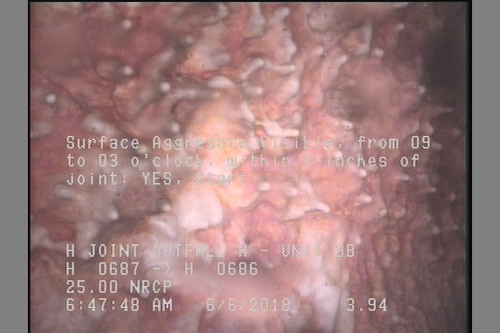 Surface Aggregate Visible, from 09 to 03 o'clock, within 8 inches of joint: YES, Start