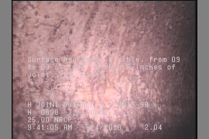 Surface Aggregate Visible, from 09 to 03 o'clock, within 8 inches of joint: YES, Start