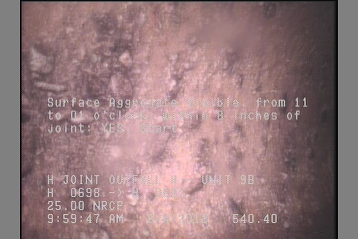 Surface Aggregate Visible, from 11 to 01 o'clock, within 8 inches of joint: YES, Start