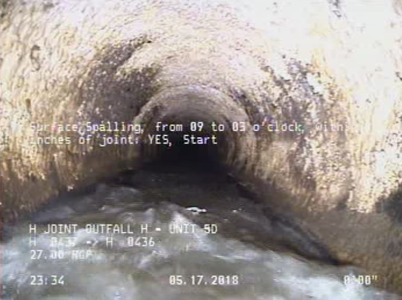 Surface Spalling, from 09 to 03 o'clock, within 8 inches of joint: YES, Start