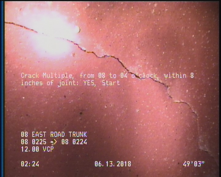 Crack Multiple, from 08 to 04 o'clock, within 8 inches of joint: YES, Start
