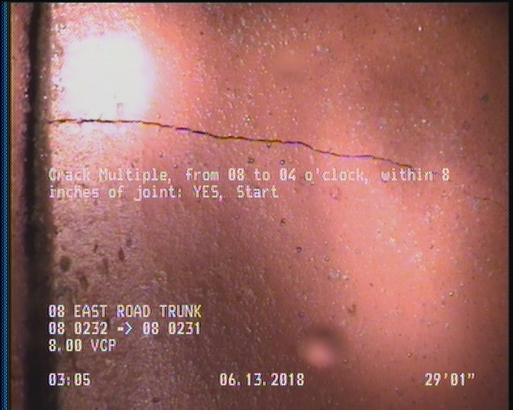 Crack Multiple, from 08 to 04 o'clock, within 8 inches of joint: YES, Start