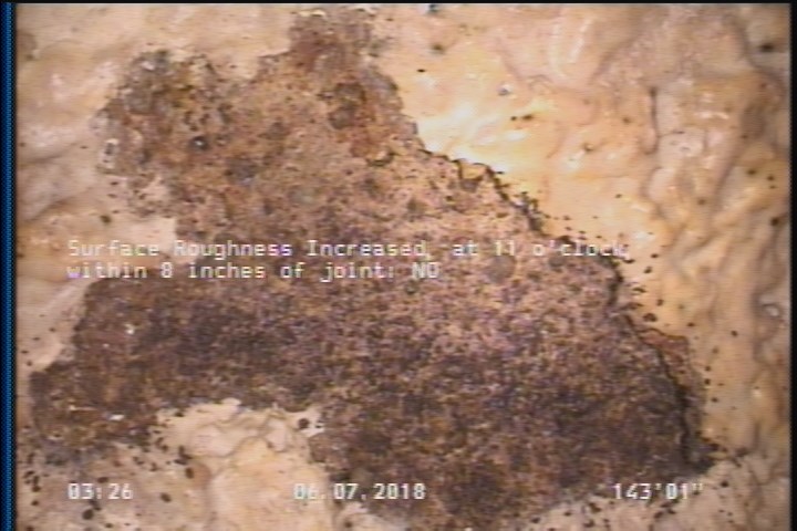Surface Roughness Increased, at 11 o'clock, within 8 inches of joint: NO