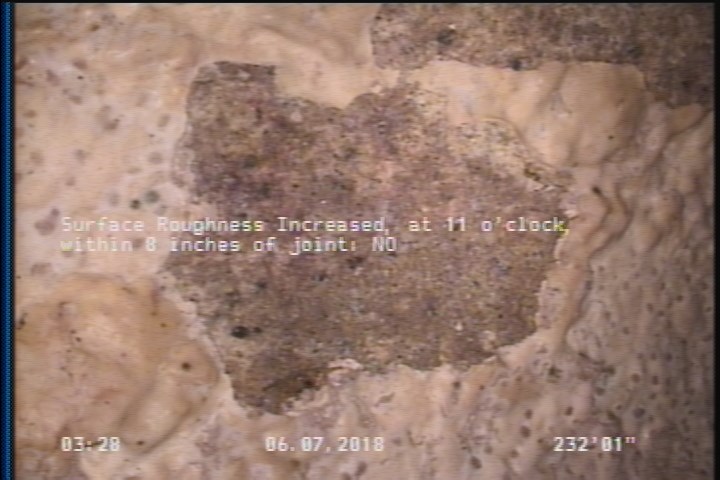 Surface Roughness Increased, at 11 o'clock, within 8 inches of joint: NO