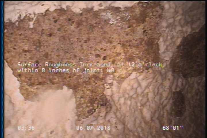 Surface Roughness Increased, at 12 o'clock, within 8 inches of joint: NO