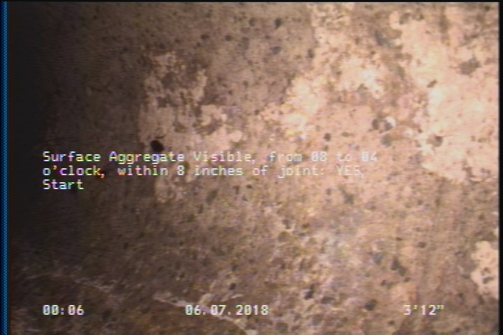 Surface Aggregate Visible, from 08 to 04 o'clock, within 8 inches of joint: YES, Start