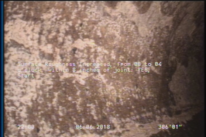 Surface Roughness Increased, from 08 to 04 o'clock, within 8 inches of joint: YES, Start