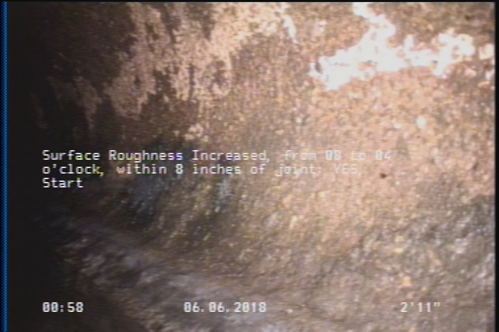 Surface Roughness Increased, from 08 to 04 o'clock, within 8 inches of joint: YES, Start